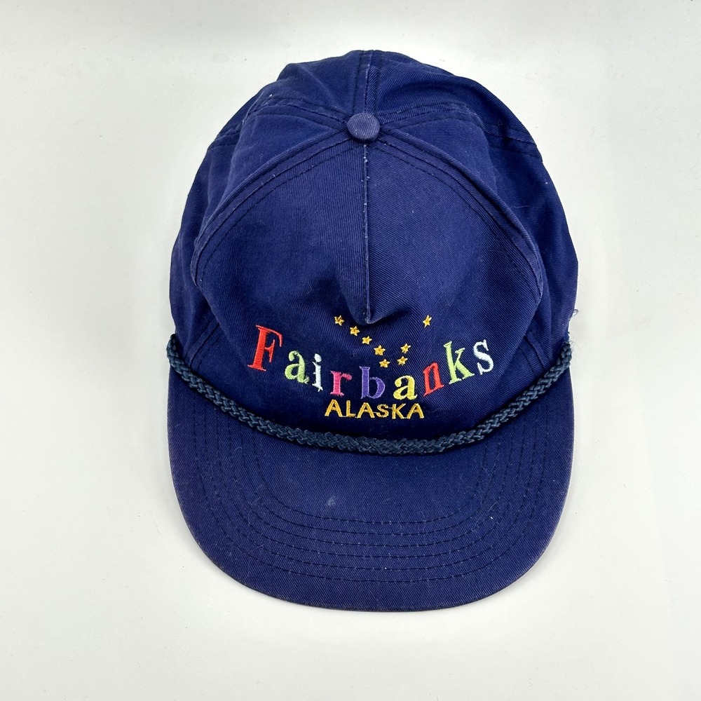 VINTAGE Fairbanks Alaska Rope Snapback Hat Cap Purple 90s Embroidered Tourist - Picture 5 of 7